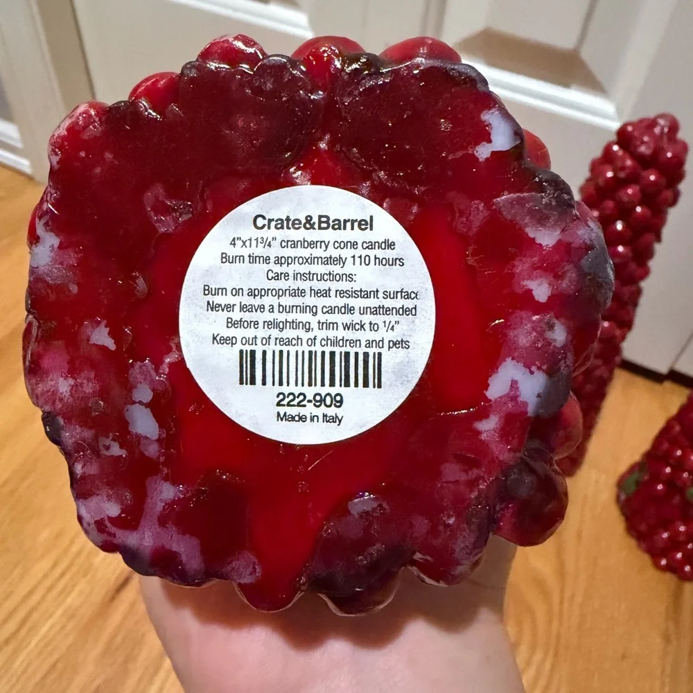 Cranberry Candle Christmas Holiday Decoration Home Decor (Set of 3)